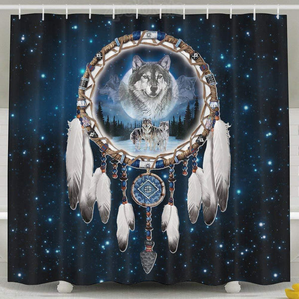 Indian Catcher Wolf Shower Curtain Fabric Shower Curtain Set - Image 2