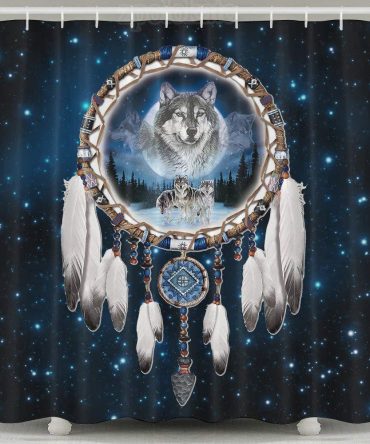 Indian Catcher Wolf Shower Curtain Fabric Shower Curtain Set