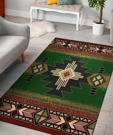 Indigenous Design Green Native American Pride Area Rug