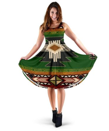 Indigenous Green Native American 3D Dress