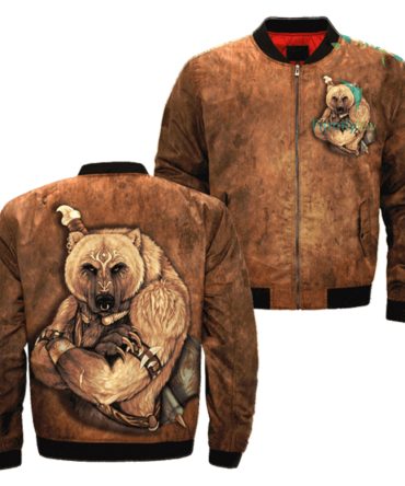 Tribal Bear Native Bomber Jacket