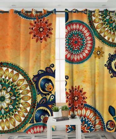 Kaleidoscope Ethnic Mandala Flowers Native American Design Window Living Room Curtain
