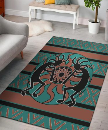 Kokopelli Myth Blue Native American Rug Area no link
