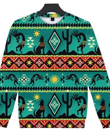 Kokopelli Myth Green Native American 3D Sweatshirt