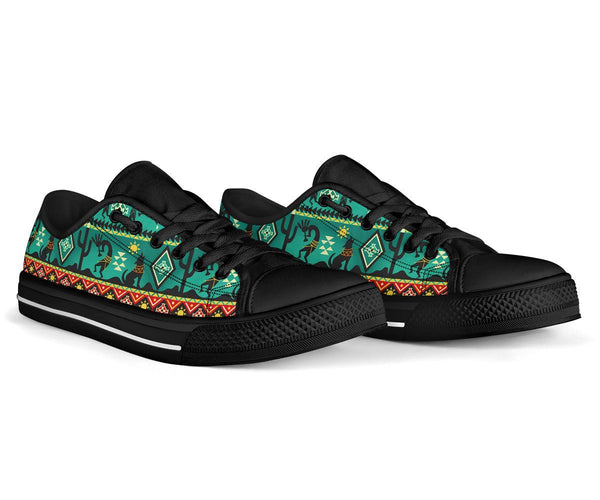 Kokopelli Myth Green Native American Low Top Canvas Shoes - Image 3