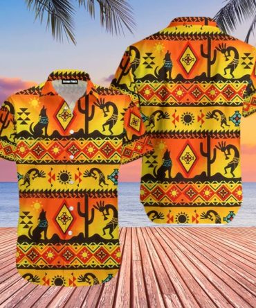 Kokopelli Myth Yellow Native American Aloha Hawaiian Shirt