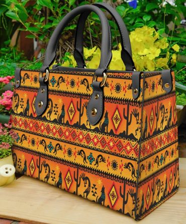 Kokopelli Myth Yellow Native Leather Bag