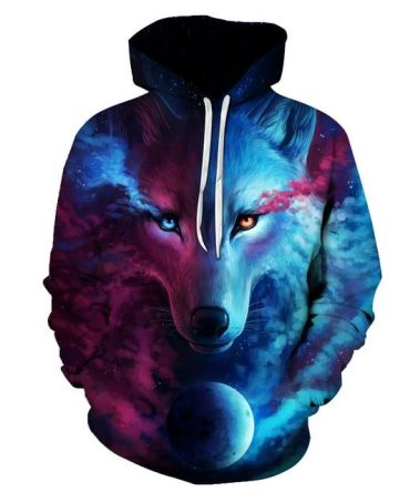 Light And Dark Meet Wolf 3D Native American Hoodies no link