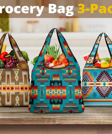 Light Brown Tribes Pattern Native American Grocery Bag 3-Pack
