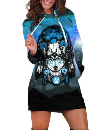 Lovely Wolf Dream Hoodie Dress