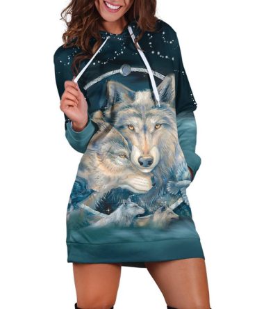 Lovely Wolves Hoodie Dress
