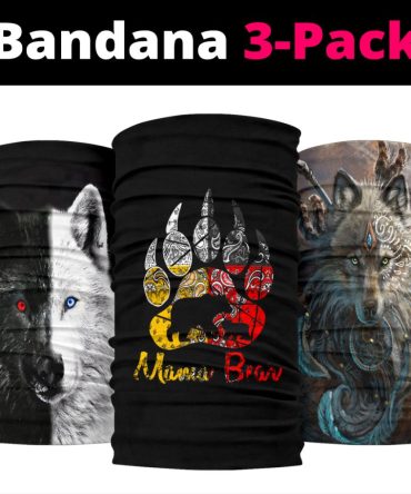 Mama Bear With Wolf Bandana 3-Pack NEW