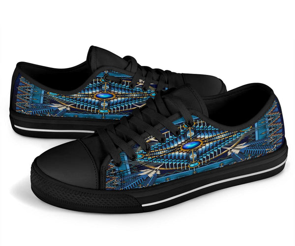 Mandala Blue Native American Design Women's Low Top Canvas Shoe - Image 4