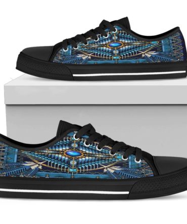 Mandala Blue Native American Design Women's Low Top Canvas Shoe