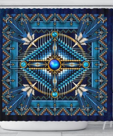 Mandala Blue Native American Shower Curtain