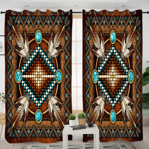 Mandala Brown Native American Living Room Curtain - Image 3