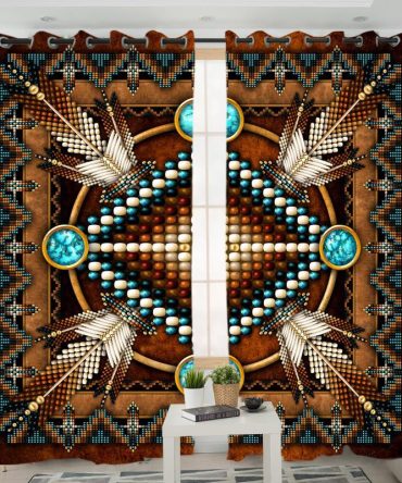 Mandala Brown Native American Living Room Curtain