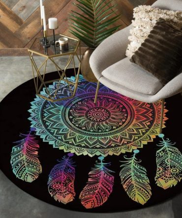 Mandala Dreamcarcher Colorful Native American Pride Round Rug