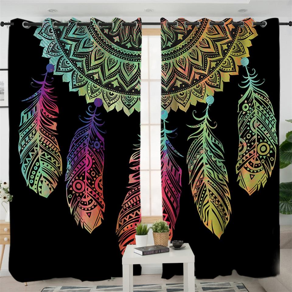 Mandala Dreamcatcher Native American Design Window Living Room Curtain