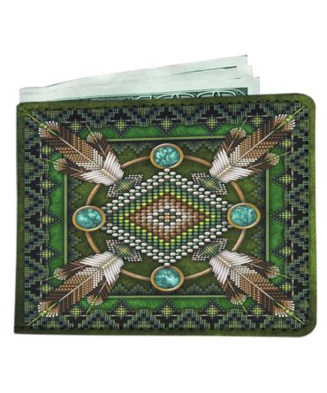 Mandala Green Native American Wallet