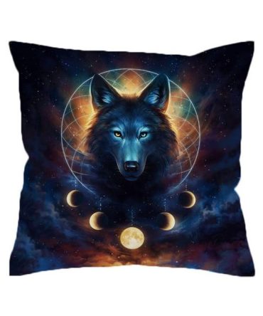 Moon Eclipse And Wolf Native American?Pillow Cover