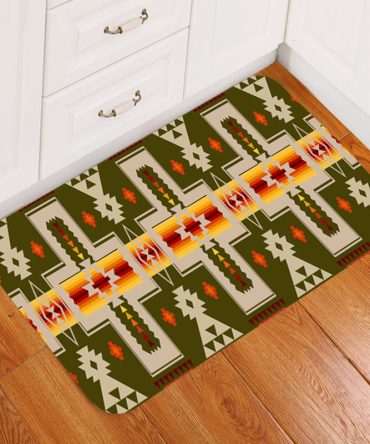 Dark Green Tribe Design Native American Doormat