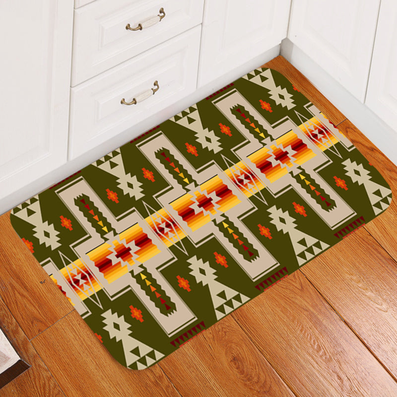 Dark Green Tribe Design Native American Doormat