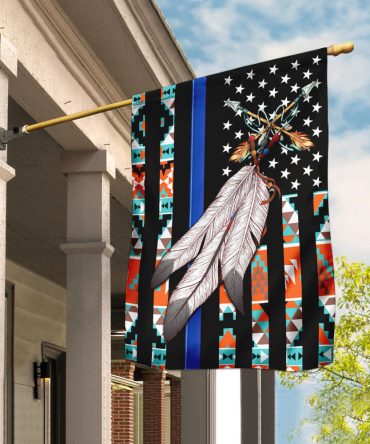 Native American - Back The Blue Flag