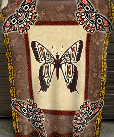 Native American Butterfly Symbols Fleece Blanket