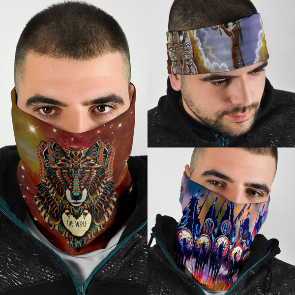Native American Colorful Wolf Bandana 3-Pack NEW - Image 4