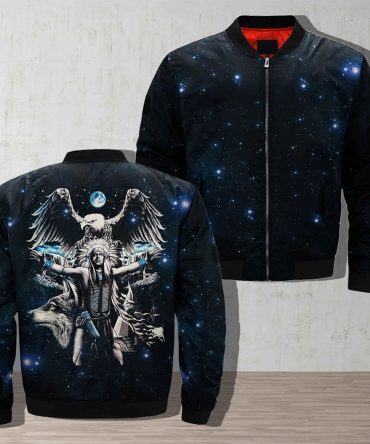 Native American Eagles Galaxy And Native Eagles Bomber Jacket