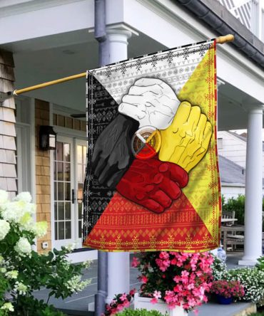 Native American Flag Hand Together Flag
