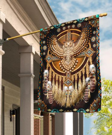 Native American Great Horned Owl Mandala Flag