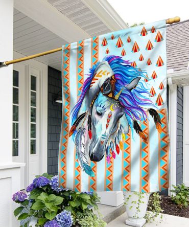 Native American Horse American Flag