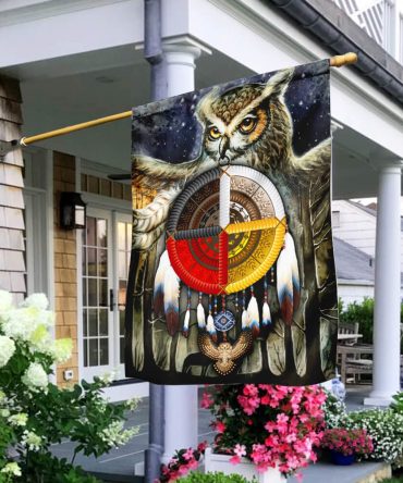 Native American Owl Four Directions Flag