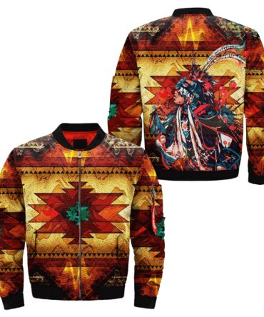 Native American Pow Wow Dancer Bomber Jacket