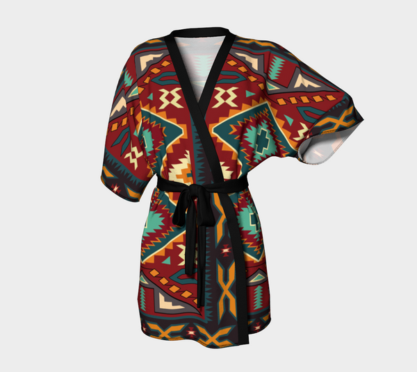 Native American Red Pattern Kimono Robe - Women - Image 2