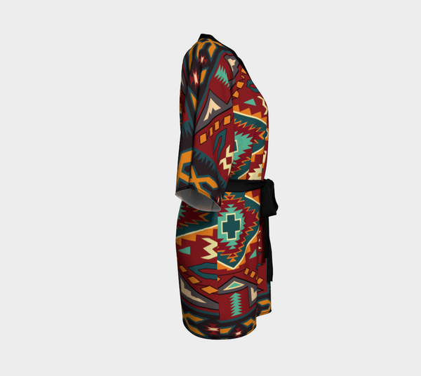 Native American Red Pattern Kimono Robe - Women - Image 4