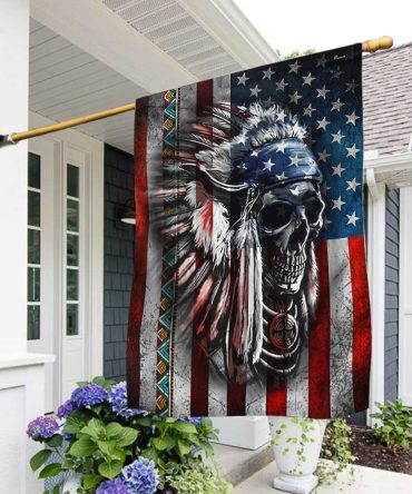 Native American Skull Warrior Flag