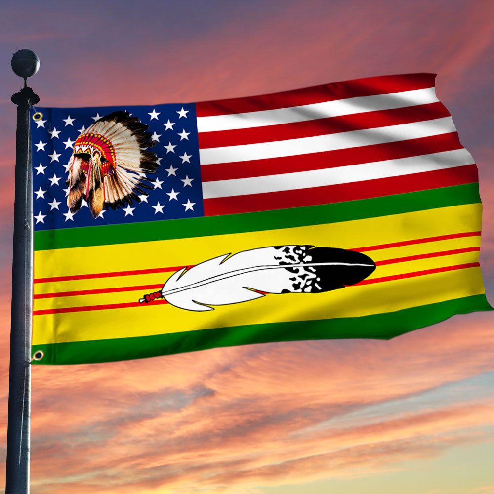 Native American Vietnam Veteran Feather Grommet Flag