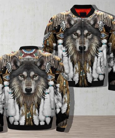 Native American Wolf Native Bomber Jacket