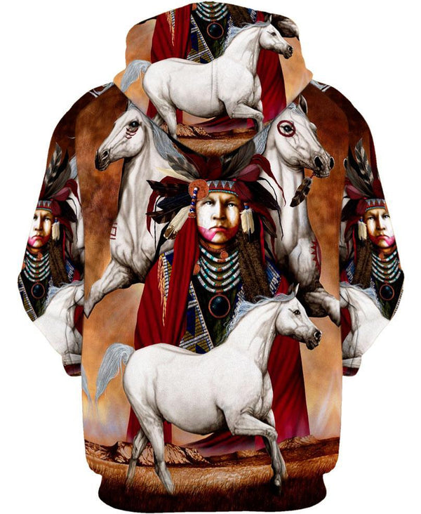 Native Battle Horse 3D Hoodie - Image 3