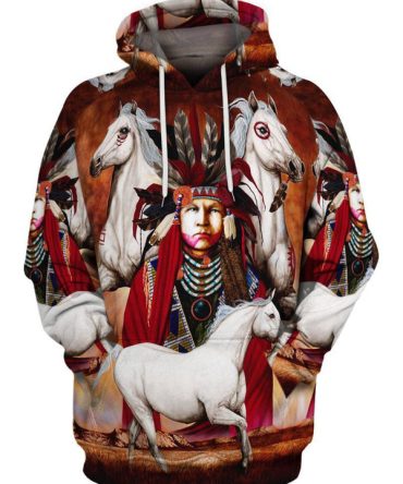 Native Battle Horse 3D Hoodie