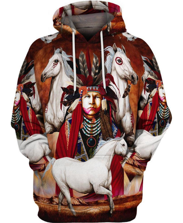 Native Battle Horse 3D Hoodie