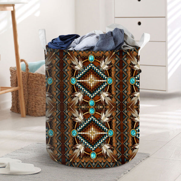 Native Brown Pattern Laundry Basket