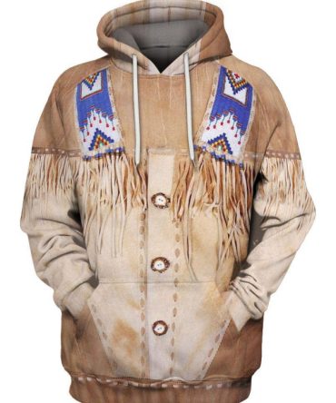 Native Buckskin Beaded 3D Hoodie