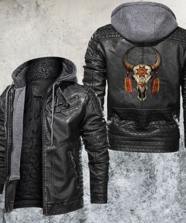 Native Buffalo Skull Leather Jacket
