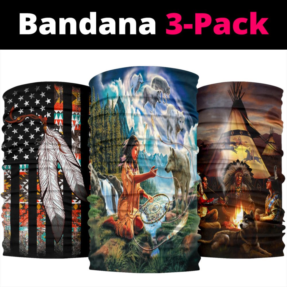 Native Chief And Woman Bandana 3-Pack