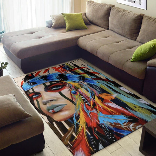 Native Girl Native American Area Rug - Image 3