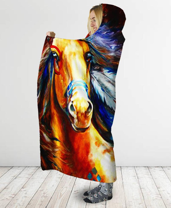 Native Horse Hooded Blanket - Image 3